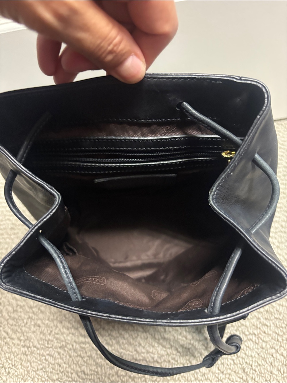 Classic Coach Black Leather Mini Backpack with Gold Hardware - Picture 4 of 5